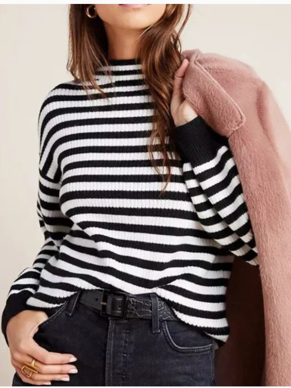 By Anthropologie Sydney Sweater Balloon Sleeve S Preppy Nautical Quiet Luxury